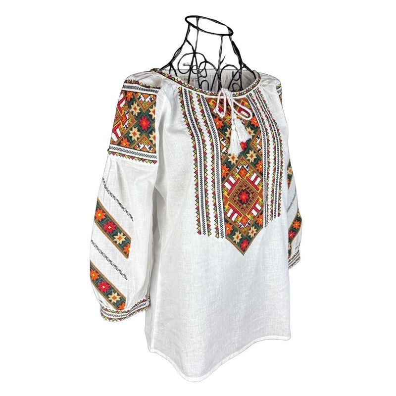 Fashion, accesorii si bijuterii - Femei - Imbracaminte femei - Camasi si bluze femei - Bluza dama DF alb/portocaliu , marimea XL - Infinity.ro