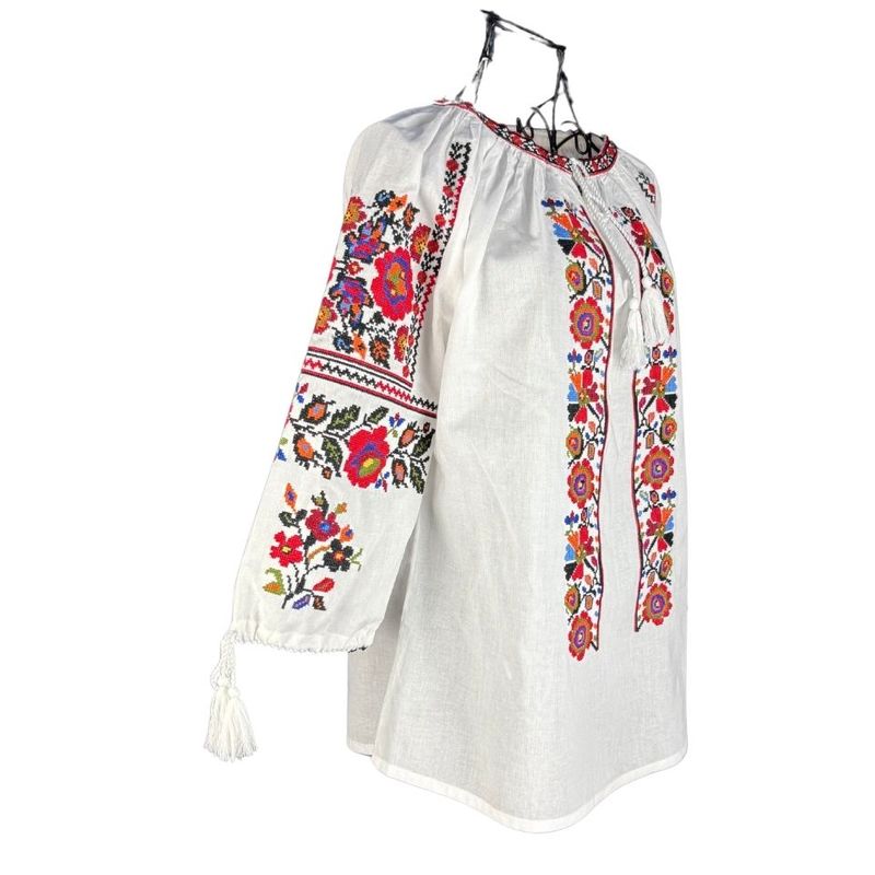 Fashion, accesorii si bijuterii - Femei - Imbracaminte femei - Camasi si bluze femei - Bluza dama tip ie 257 alb/portocaliu , marimea XL - Infinity.ro
