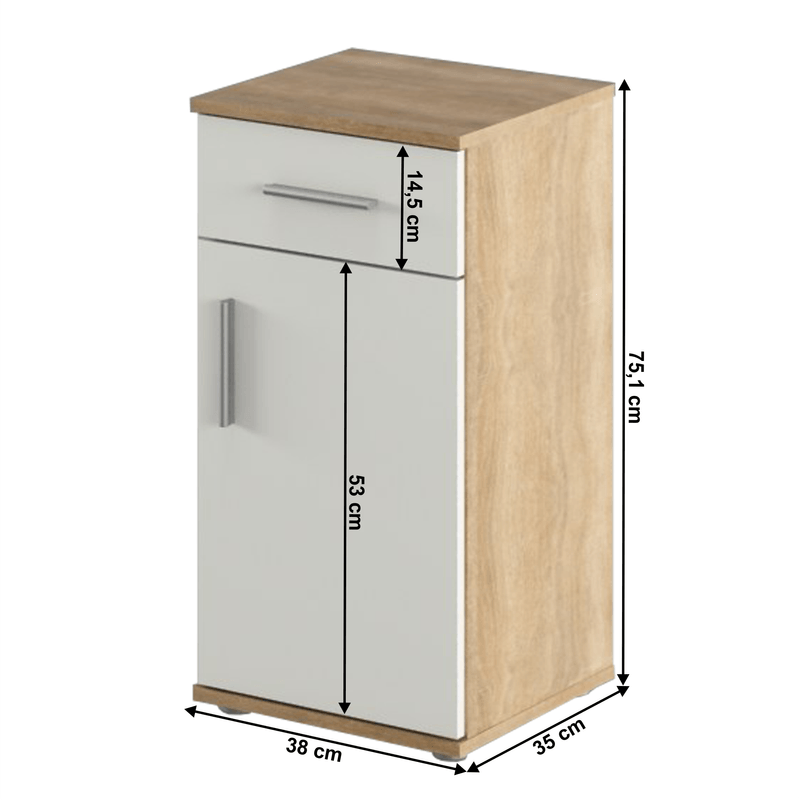 Casa si Gradina - Mobilier - Dulapuri si sifoniere - Dulapuri - Dulap de baza, stejar sonoma/ alb mat, LESSY NEW 03 - Infinity.ro