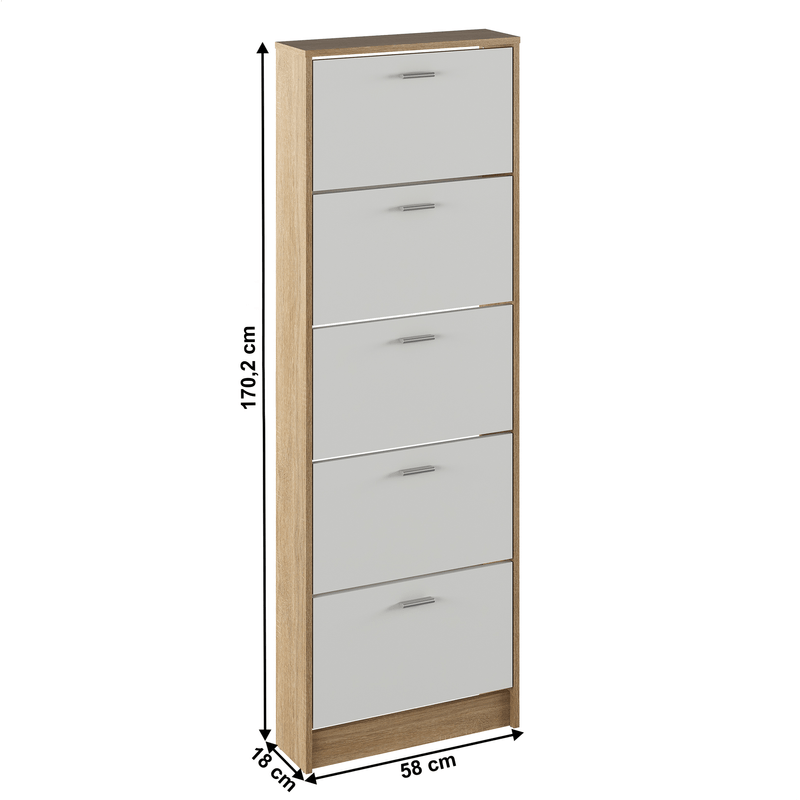 Casa si Gradina - Mobilier - Dulapuri si sifoniere - Dulapuri - Dulap pantofi, 5 rafturi, stejar sonoma/ alb, MOBI 15 - Infinity.ro