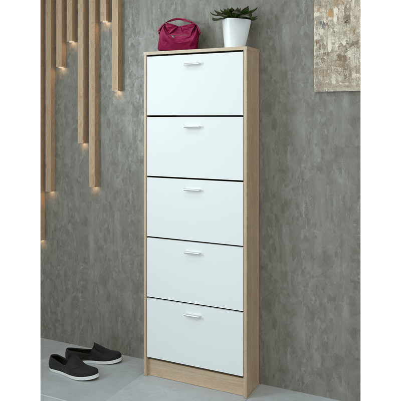 Casa si Gradina - Mobilier - Dulapuri si sifoniere - Dulapuri - Dulap pantofi, 5 rafturi, stejar sonoma/ alb, MOBI 15 - Infinity.ro