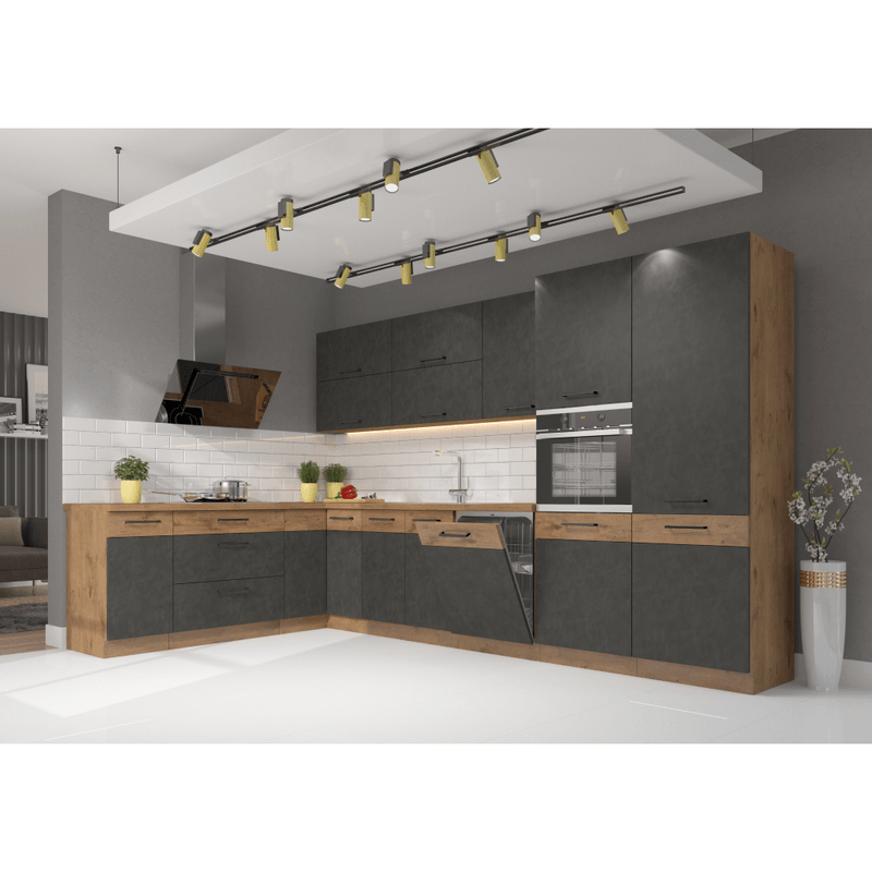 Casa si Gradina - Mobilier - Dulapuri si sifoniere - Dulapuri - Dulap superior, stejar lancelot/gri mat, VEGA 60 GU-72 2F - Infinity.ro