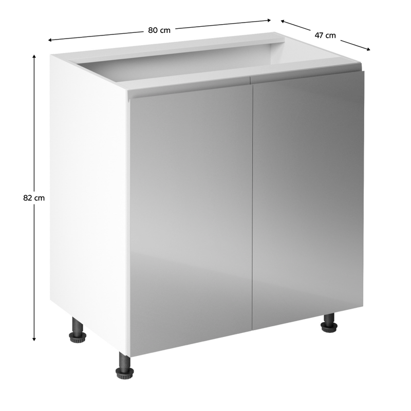 Casa si Gradina - Mobilier - Dulapuri si sifoniere - Dulapuri - Dulap inferior, alb/gri extra lucios, AURORA D80 - Infinity.ro