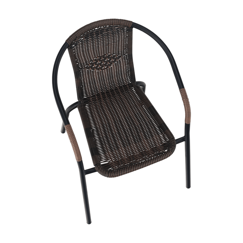 Casa si Gradina - Gradina si terasa - Mobilier exterior - Scaune si sezlonguri gradina - Scaun stivuibil, rachita sintetica maro/metal negru, DOREN - Infinity.ro
