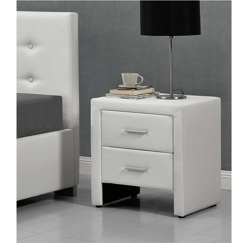 Casa si Gradina - Mobilier - Comode si corpuri - Noptiere - Noptiera, piele eco, alb, CASTEL - Infinity.ro