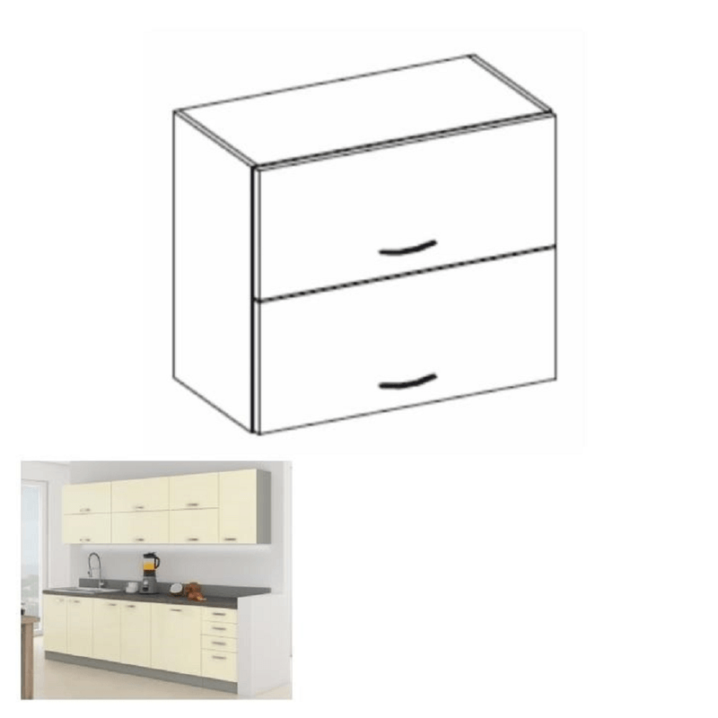 Casa si Gradina - Mobilier - Dulapuri si sifoniere - Dulapuri - Dulap superior, crem extra lucios/gri,  PRADO 80 GU-72 - Infinity.ro