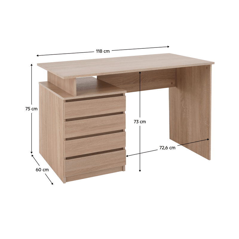 Casa si Gradina - Mobilier - Mese si birouri - Birouri - Masa PC, stejar sonoma, HANY NEW - Infinity.ro