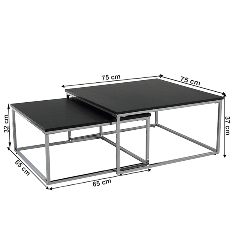 Casa si Gradina - Mobilier - Mese si birouri - Masute de cafea - Set de doua masute de cafea, negru/crom, AMIAS - Infinity.ro