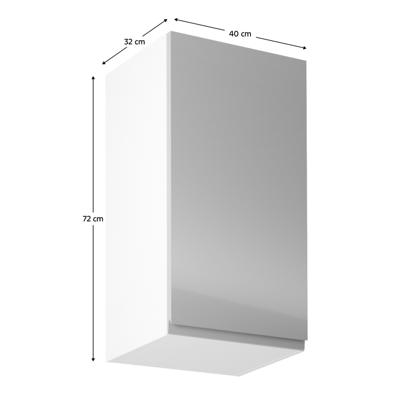 Casa si Gradina - Mobilier - Dulapuri si sifoniere - Dulapuri - Dulap superior, alb/gri extra lucios, dreapta, AURORA G40 - Infinity.ro