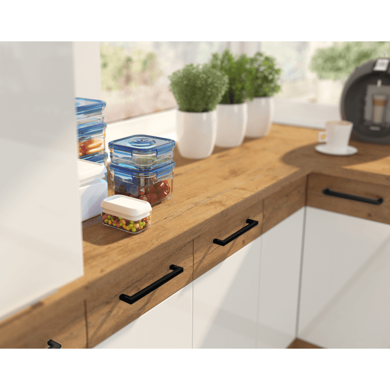 Casa si Gradina - Mobilier - Comode si corpuri - Corpuri bucatarie - Cabinet superior, stejar Lancelot/alb extra lucios HG, VEGA 60 GU-72 2F - Infinity.ro