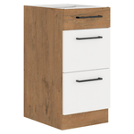 Casa si Gradina - Mobilier - Comode si corpuri - Corpuri bucatarie - Cabinet inferior, alb extra lucios HG/stejar Lancelot, VEGA D40 3S BB - Infinity.ro