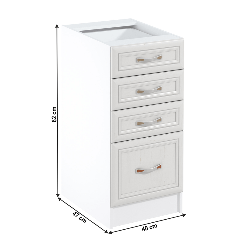 Casa si Gradina - Mobilier - Dulapuri si sifoniere - Dulapuri - Dulap inferior D40S4 cu 4 sertare, alb/pin Andersen, SICILIA - Infinity.ro