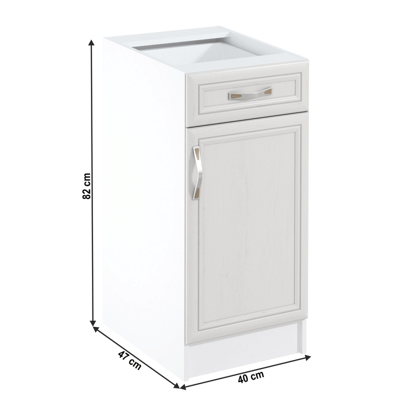 Casa si Gradina - Mobilier - Dulapuri si sifoniere - Dulapuri - Dulap inferior D40S1 cu sertar, model dreapta, alb/pin Andersen, SICILIA - Infinity.ro