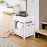 Casa si Gradina - Mobilier - Organizare si depozitare - Bancute - Bancuta cu cos de rachita si perna, alb antichizat, RUBY1 - Infinity.ro