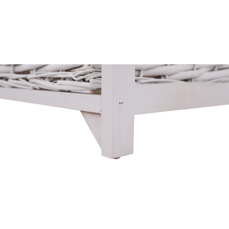 Casa si Gradina - Mobilier - Organizare si depozitare - Bancute - Bancuta cu cos de rachita si perna, alb antichizat, RUBY1 - Infinity.ro