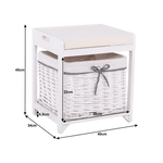 Casa si Gradina - Mobilier - Organizare si depozitare - Bancute - Bancuta cu cos de rachita si perna, alb antichizat, RUBY1 - Infinity.ro