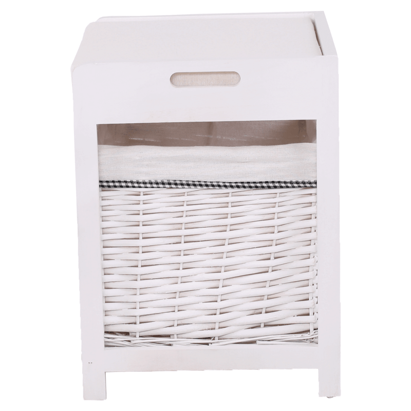 Casa si Gradina - Mobilier - Organizare si depozitare - Bancute - Bancuta cu cos de rachita si perna, alb antichizat, RUBY1 - Infinity.ro