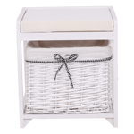 Casa si Gradina - Mobilier - Organizare si depozitare - Bancute - Bancuta cu cos de rachita si perna, alb antichizat, RUBY1 - Infinity.ro