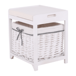 Casa si Gradina - Mobilier - Organizare si depozitare - Bancute - Bancuta cu cos de rachita si perna, alb antichizat, RUBY1 - Infinity.ro