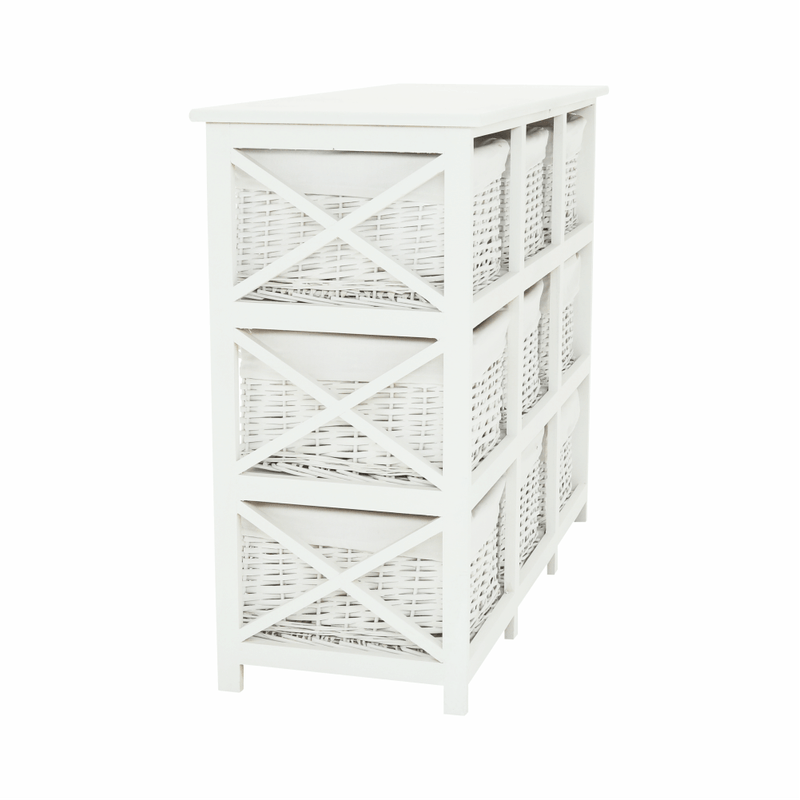 Casa si Gradina - Mobilier - Comode si corpuri - Comode - Comoda, lemn/rachita/material textil, alb, RAFAELLO 9 - Infinity.ro