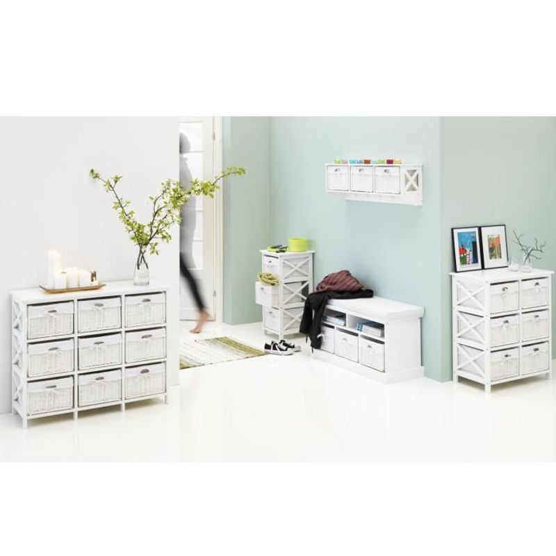 Casa si Gradina - Mobilier - Comode si corpuri - Comode - Comoda, lemn/rachita/material textil, alb, RAFAELLO 9 - Infinity.ro