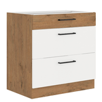 Casa si Gradina - Mobilier - Comode si corpuri - Corpuri bucatarie - Cabinet inferior, alb extra lucios HG/stejar Lancelot, VEGA D80 3S BB - Infinity.ro