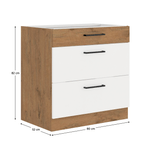 Casa si Gradina - Mobilier - Comode si corpuri - Corpuri bucatarie - Cabinet inferior, alb extra lucios HG/stejar Lancelot, VEGA D80 3S BB - Infinity.ro