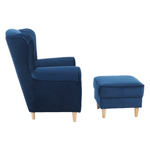 Casa si Gradina - Mobilier - Scaune si fotolii - Fotolii - Fotoliu cu taburet, material albastru, ASTRID - Infinity.ro