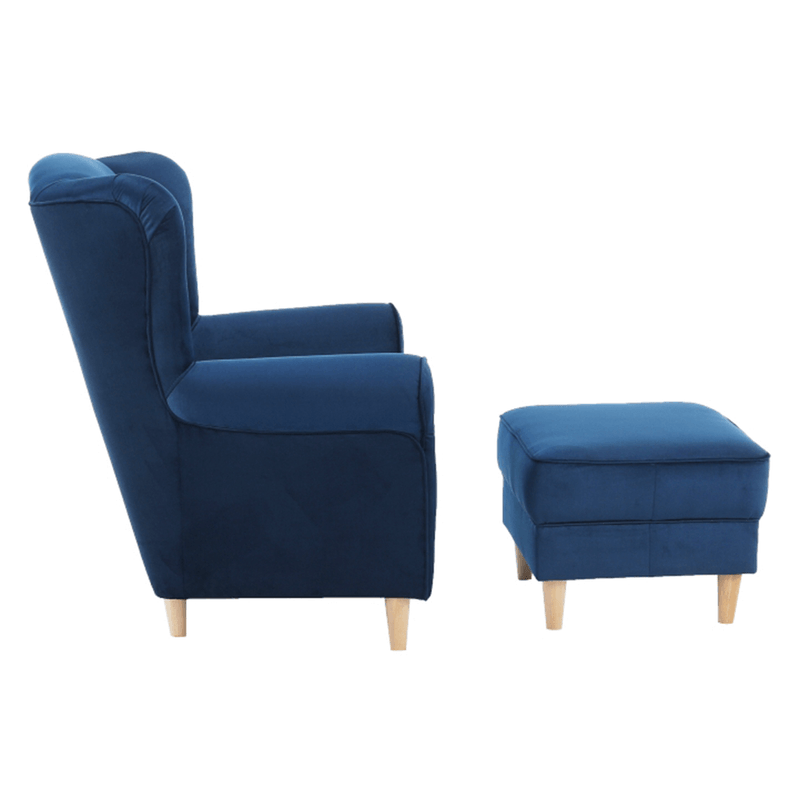 Casa si Gradina - Mobilier - Scaune si fotolii - Fotolii - Fotoliu cu taburet, material albastru, ASTRID - Infinity.ro