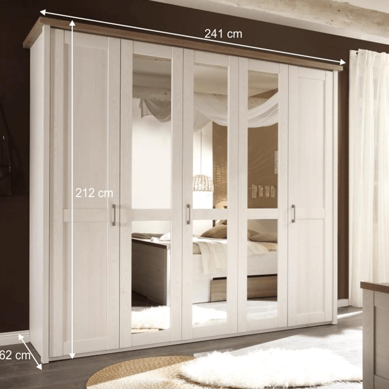 Casa si Gradina - Mobilier - Dulapuri si sifoniere - Dulapuri - Dulap cu 5 usi, PAL melaminat, pin alb/stejar sonoma trufa, LUMERA - Infinity.ro