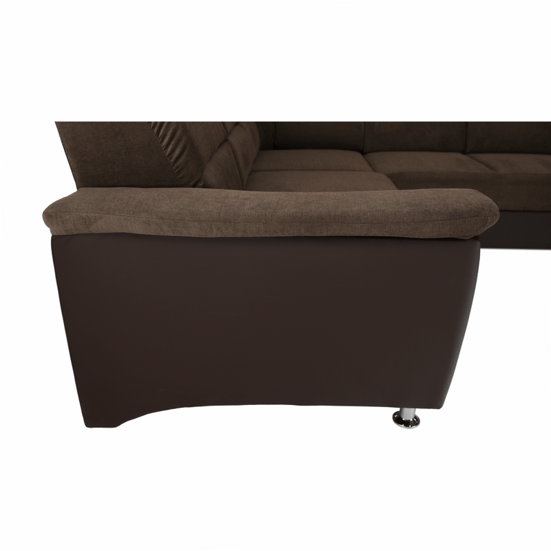 Casa si Gradina - Mobilier - Canapele si coltare - Coltare - Coltar, piele ecologica maro/material textil maro, SANTIAGO U MARE - Infinity.ro