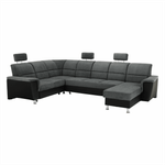 Casa si Gradina - Mobilier - Canapele si coltare - Coltare - Coltar, piele eco neagra/textil gri inchis, stanga, SANTIAGO U - Infinity.ro