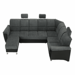 Casa si Gradina - Mobilier - Canapele si coltare - Coltare - Coltar, piele ecologica negru/material, model dreapta, SANTIAGO U - Infinity.ro