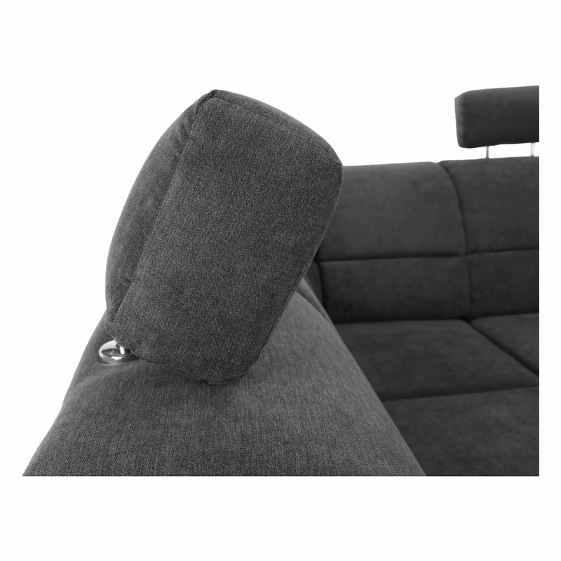 Casa si Gradina - Mobilier - Canapele si coltare - Coltare - Coltar, piele eco neagra/textil gri inchis, stanga, SANTIAGO U - Infinity.ro