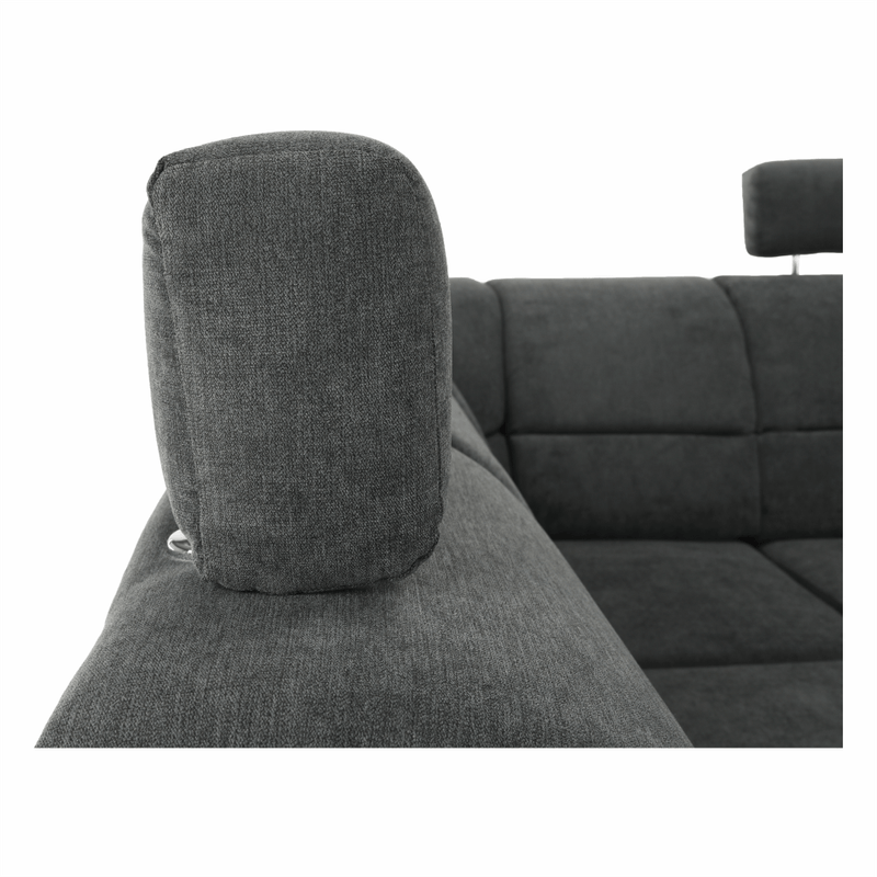 Casa si Gradina - Mobilier - Canapele si coltare - Coltare - Coltar, piele eco neagra/textil gri inchis, stanga, SANTIAGO U - Infinity.ro