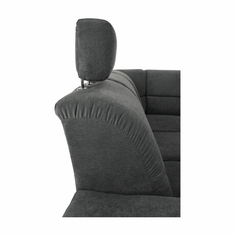 Casa si Gradina - Mobilier - Canapele si coltare - Coltare - Coltar, piele eco neagra/textil gri inchis, stanga, SANTIAGO U - Infinity.ro