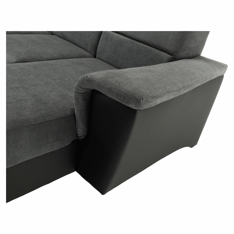 Casa si Gradina - Mobilier - Canapele si coltare - Coltare - Coltar, piele eco neagra/textil gri inchis, stanga, SANTIAGO U - Infinity.ro