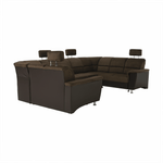 Casa si Gradina - Mobilier - Canapele si coltare - Coltare - Coltar, piele ecologica maro/material textil maro, SANTIAGO U MARE - Infinity.ro