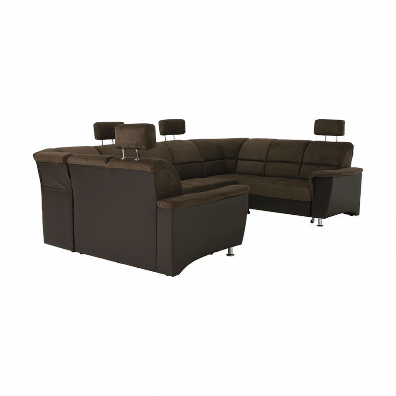 Casa si Gradina - Mobilier - Canapele si coltare - Coltare - Coltar, piele ecologica maro/material textil maro, SANTIAGO U MARE - Infinity.ro