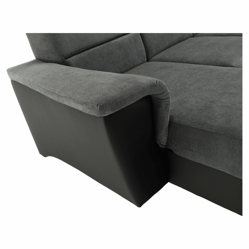 Casa si Gradina - Mobilier - Canapele si coltare - Coltare - Coltar, piele ecologica negru/material, model dreapta, SANTIAGO U - Infinity.ro