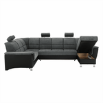 Casa si Gradina - Mobilier - Canapele si coltare - Coltare - Coltar, piele eco neagra/textil gri inchis, stanga, SANTIAGO U - Infinity.ro