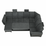 Casa si Gradina - Mobilier - Canapele si coltare - Coltare - Coltar, piele ecologica negru/material, model dreapta, SANTIAGO U - Infinity.ro