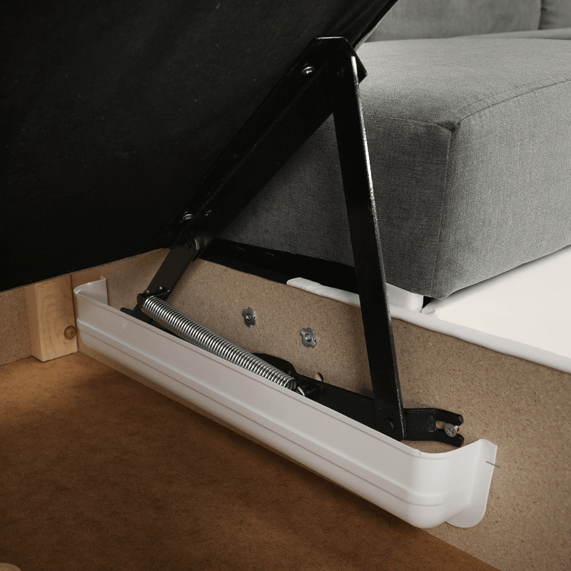 Casa si Gradina - Mobilier - Canapele si coltare - Coltare - Coltar mic, piele ecologica alb/material textil gri, model stanga, SANTIAGO - Infinity.ro