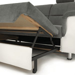 Casa si Gradina - Mobilier - Canapele si coltare - Coltare - Coltar mic, piele ecologica alb/material textil gri, model stanga, SANTIAGO - Infinity.ro