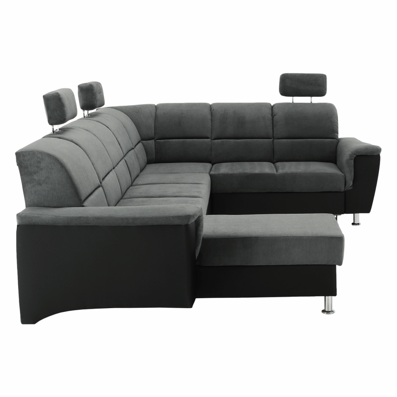 Casa si Gradina - Mobilier - Canapele si coltare - Coltare - Coltar, piele ecologica negru/material, model dreapta, SANTIAGO U - Infinity.ro