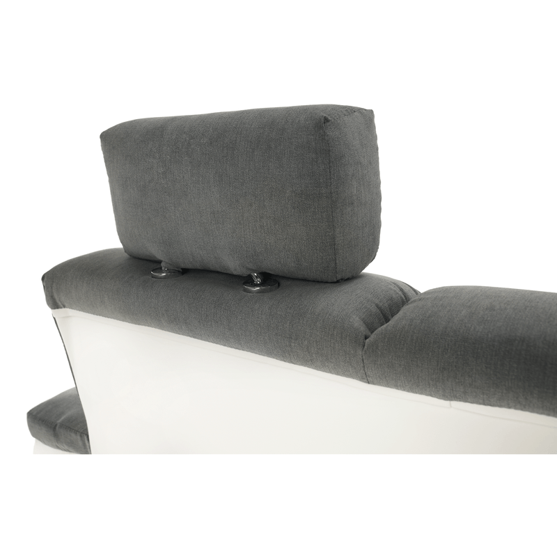 Casa si Gradina - Mobilier - Canapele si coltare - Coltare - Coltar mic, piele ecologica alb/material textil gri, model stanga, SANTIAGO - Infinity.ro