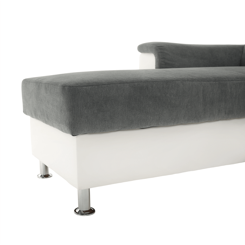 Casa si Gradina - Mobilier - Canapele si coltare - Coltare - Coltar mic, piele ecologica alb/material textil gri, model stanga, SANTIAGO - Infinity.ro