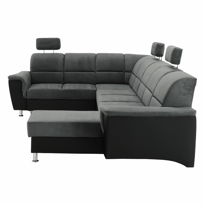 Casa si Gradina - Mobilier - Canapele si coltare - Coltare - Coltar, piele eco neagra/textil gri inchis, stanga, SANTIAGO U - Infinity.ro