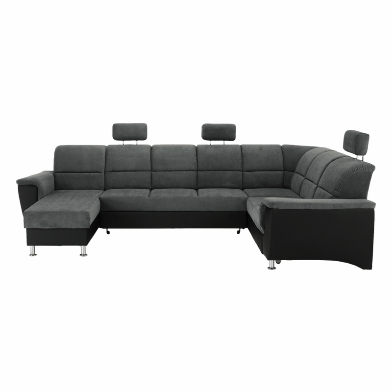 Casa si Gradina - Mobilier - Canapele si coltare - Coltare - Coltar, piele ecologica negru/material, model dreapta, SANTIAGO U - Infinity.ro