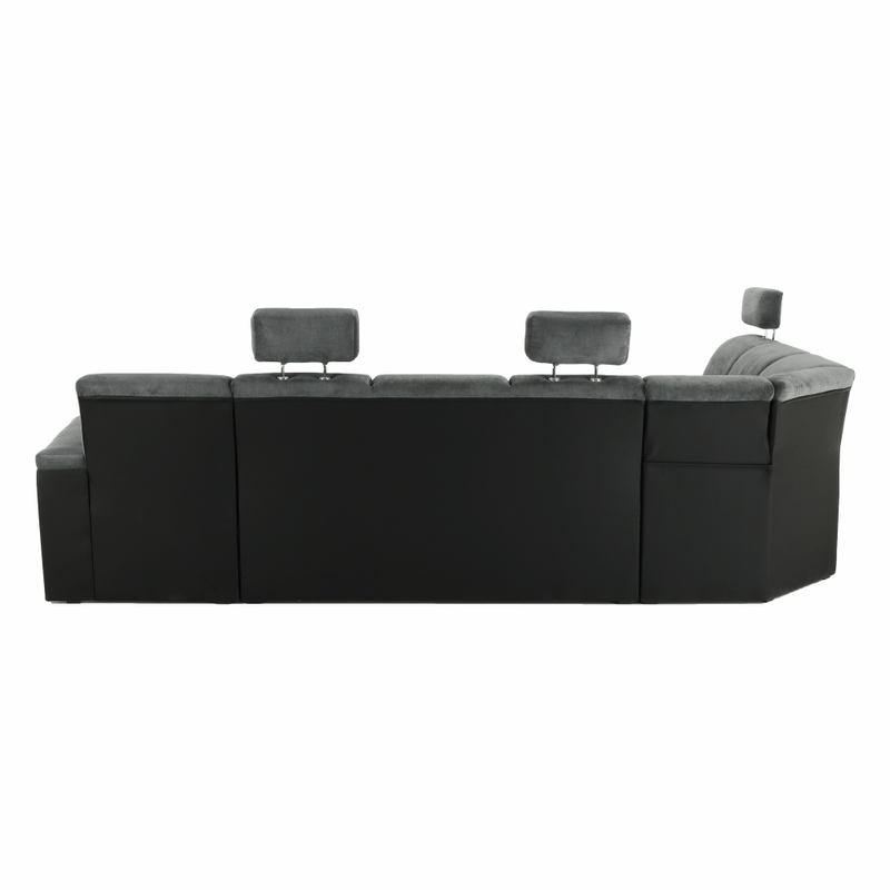 Casa si Gradina - Mobilier - Canapele si coltare - Coltare - Coltar, piele eco neagra/textil gri inchis, stanga, SANTIAGO U - Infinity.ro